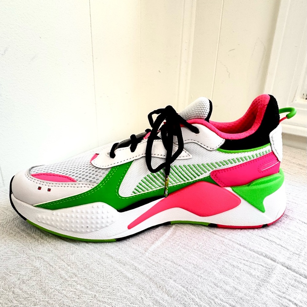 PUMA MTV x RS-X Tracks Bold 80s style 370408-01 8 EUC Neon Pink Green Pumas - Picture 2 of 14